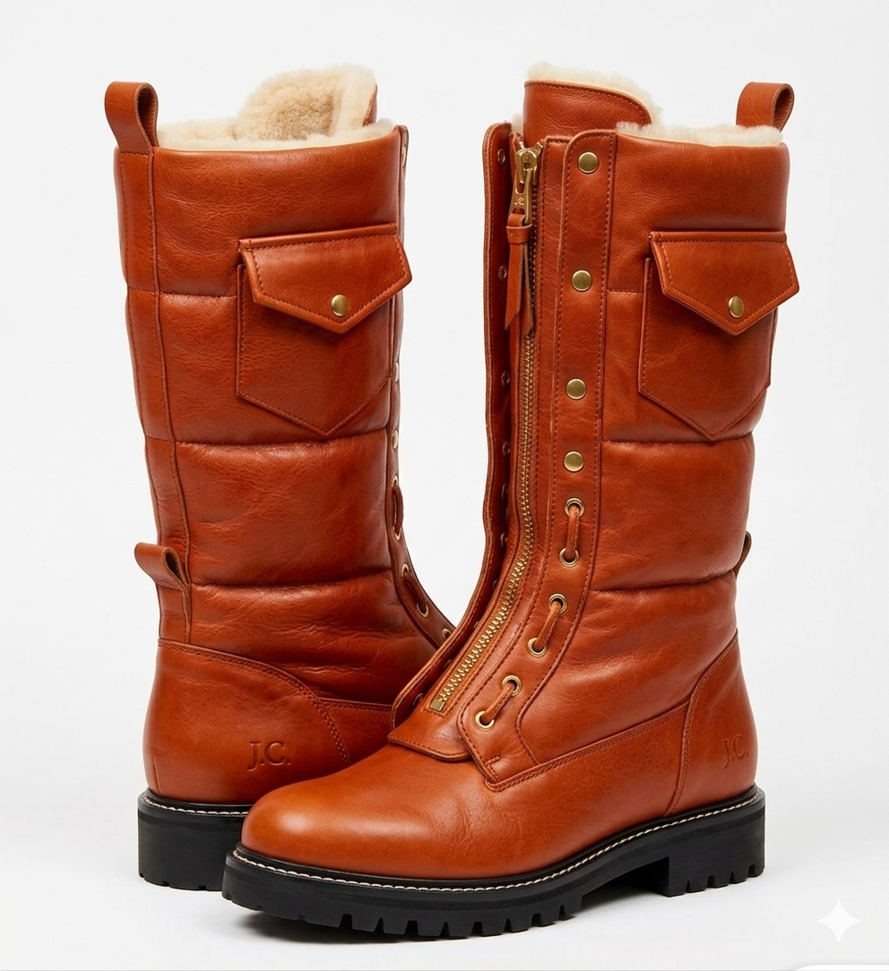 The Khool Closet "Shearling-Lined Winter Boots" for women. 100% Genuine Leather