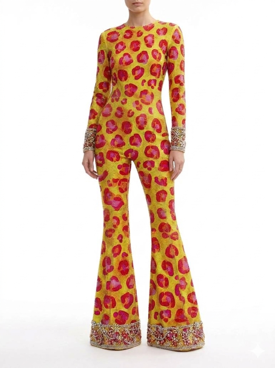The Khool Closet "Wild Dahlia Embellished Jumpsuit" for women. (Swaroski crystals)