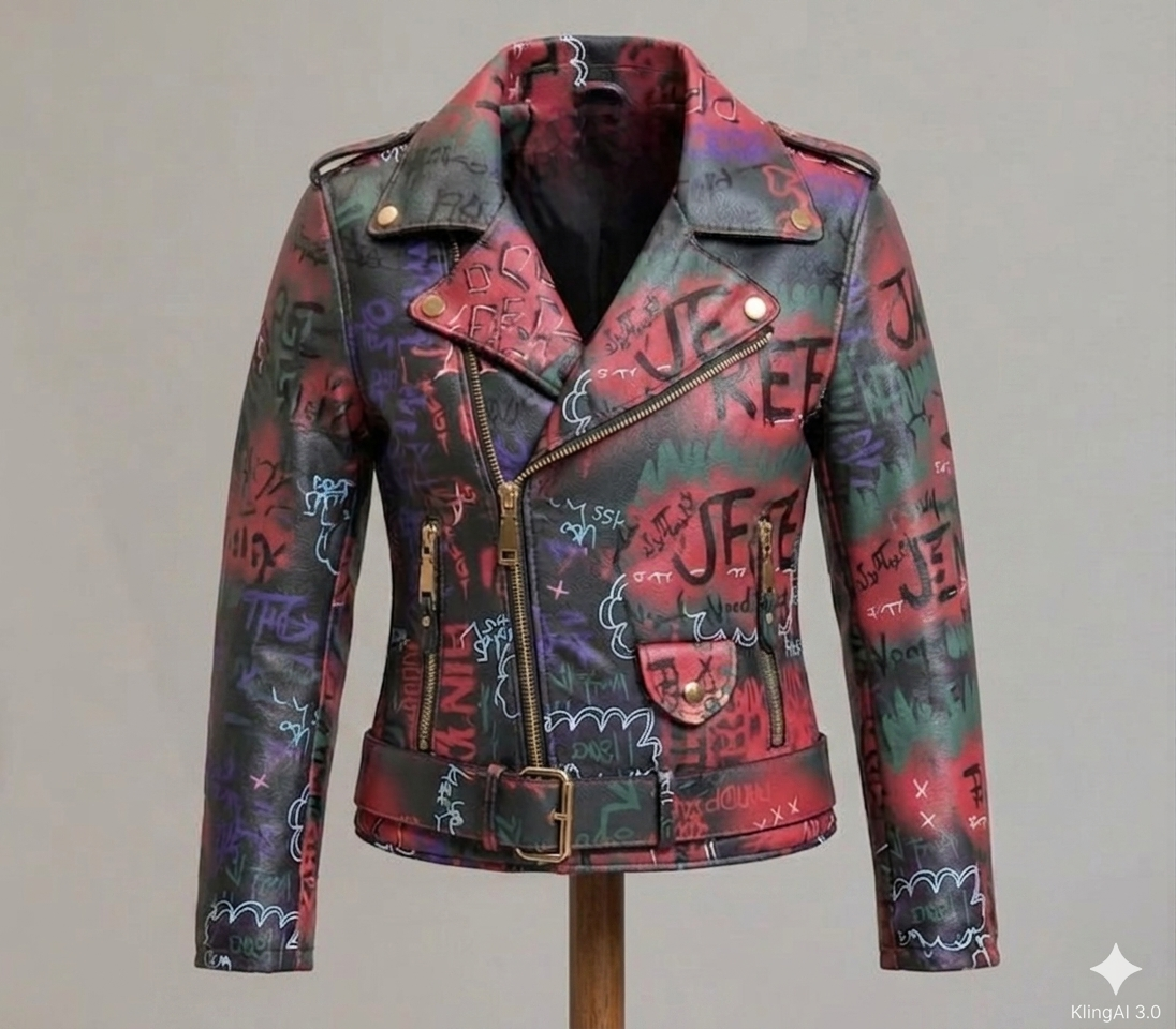 The Khool Closet "The Graffiti Masterpiece Jacket" for women.
