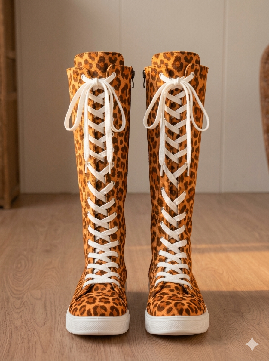 The Khool Closet: "Leopard Luxe" boot collection for women. Leopard/Green Leopard/Orange Leopard