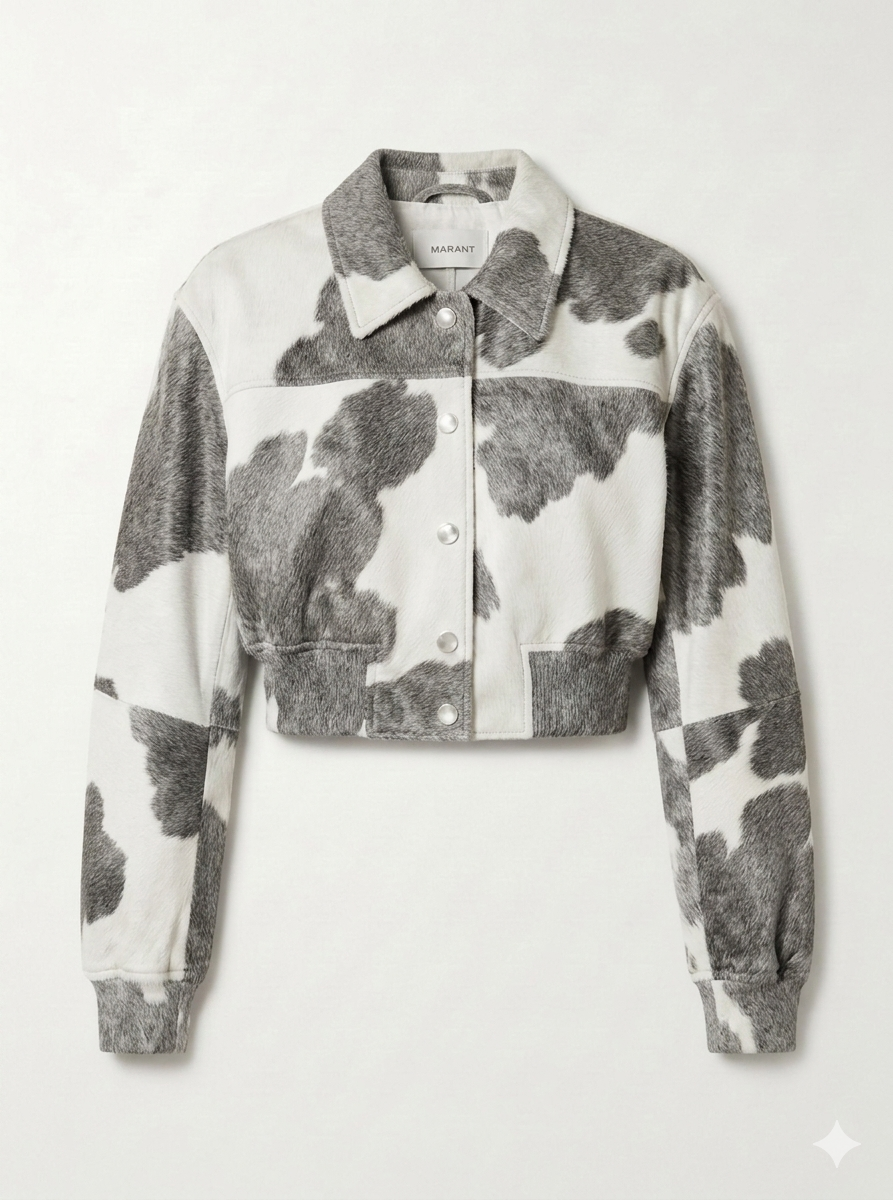 The Khool Closet: "Colorful" cowhide color pattern bomber for women. Green+White/Pink+White/Black+White