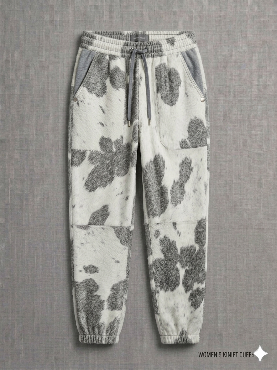 The Khool Closet: "Monochrome Moo Joggers" for women. Black+White/Heather Grey+White