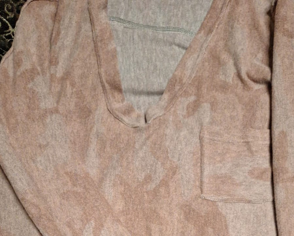 Pink camo Henley Sweater for women