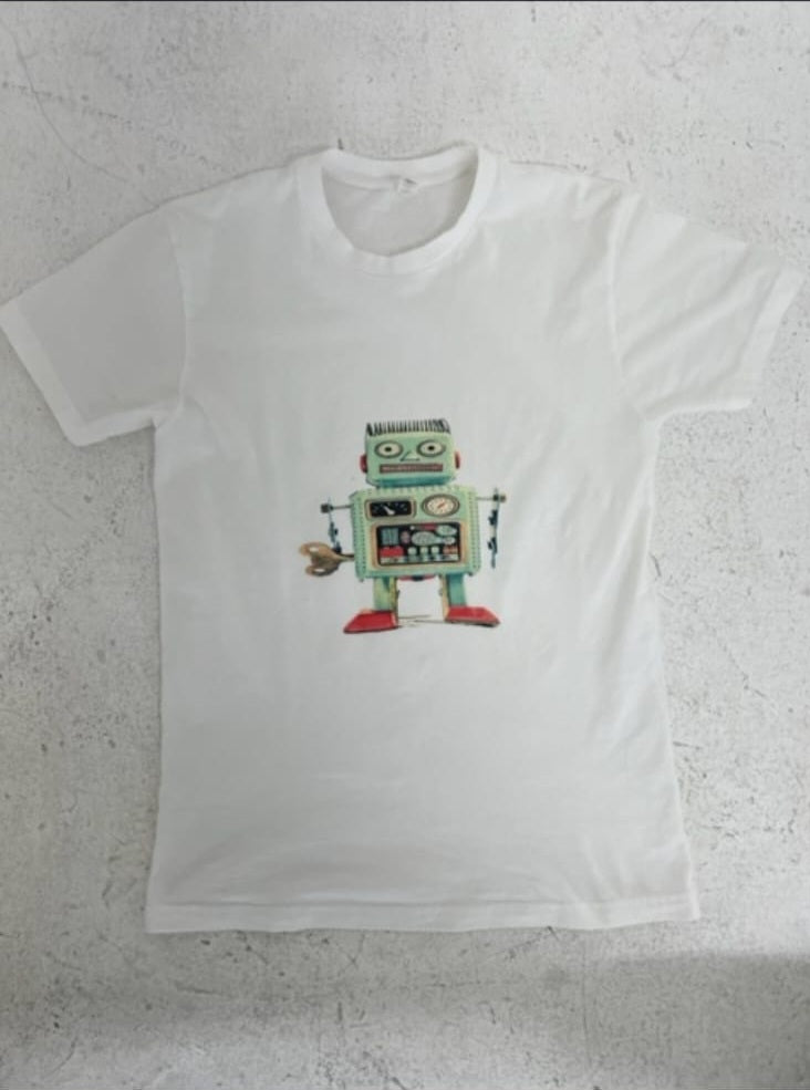 The Khool Closet: "Robot Vibes" Collection White T-shirt for women.