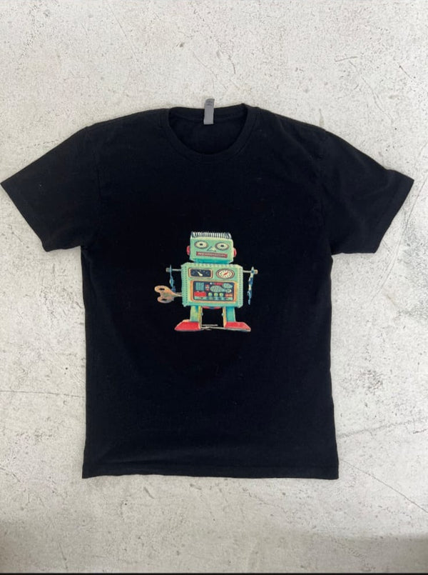 Black T-shirt Robot for women