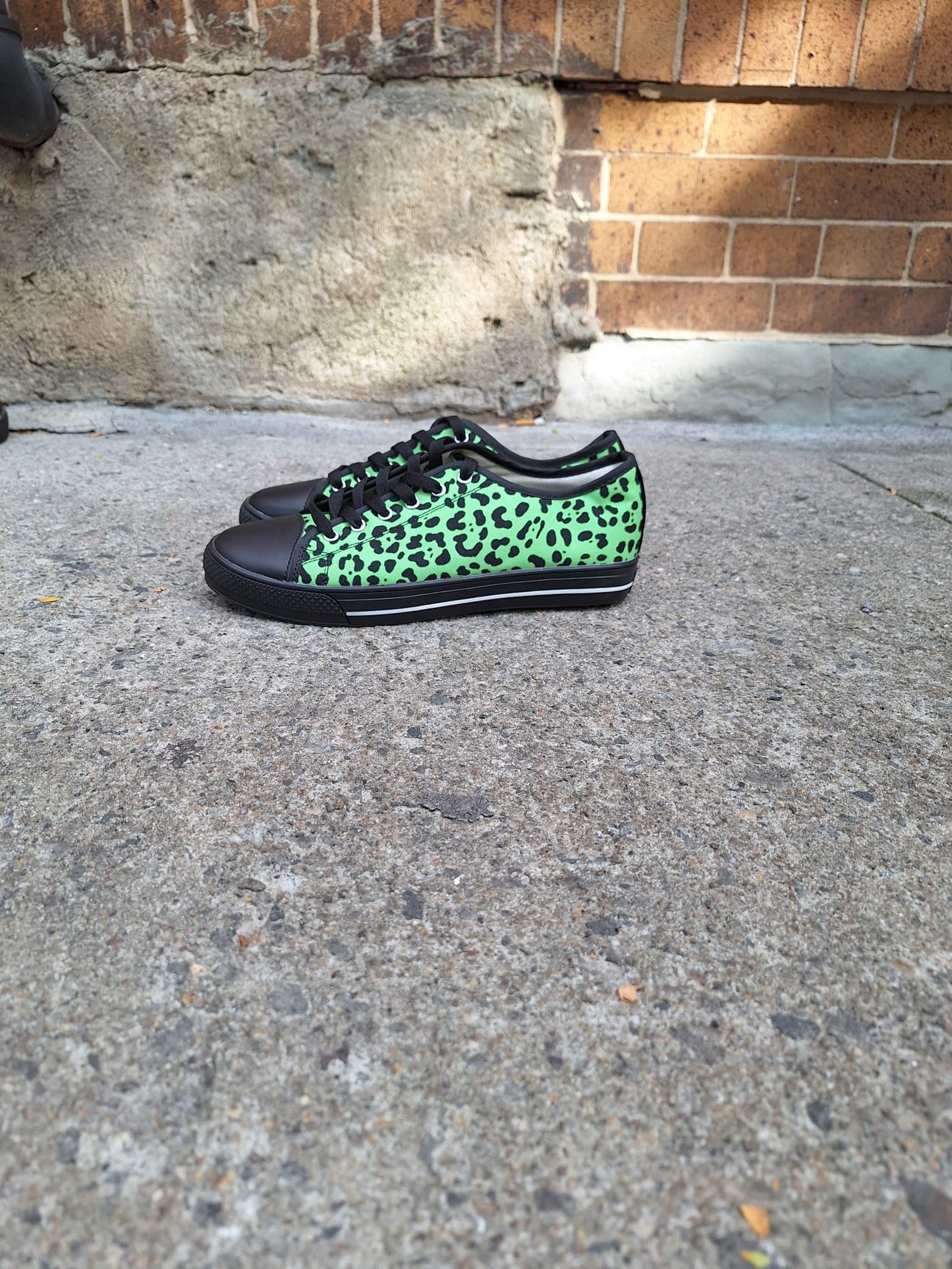 The Khool Closet: "Leopard Luxe" shoe collection Leopard print green & black low top for women. 100% Vegan Suede