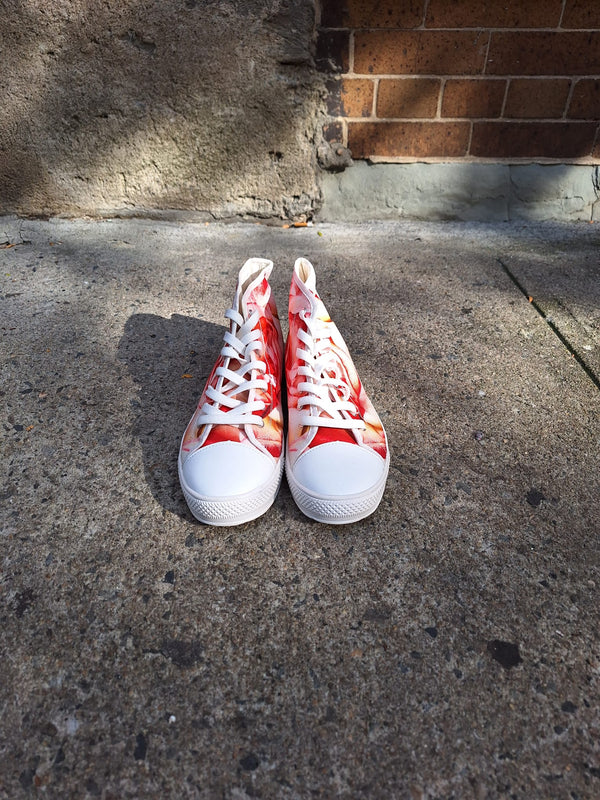 Womens Flower Print White High Tops