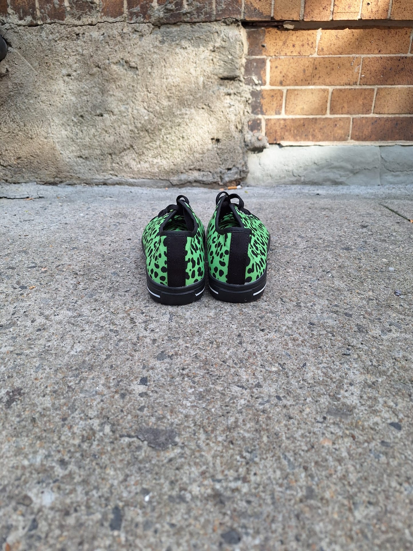 The Khool Closet: "Leopard Luxe" shoe collection Leopard print green & black low top for women. 100% Vegan Suede