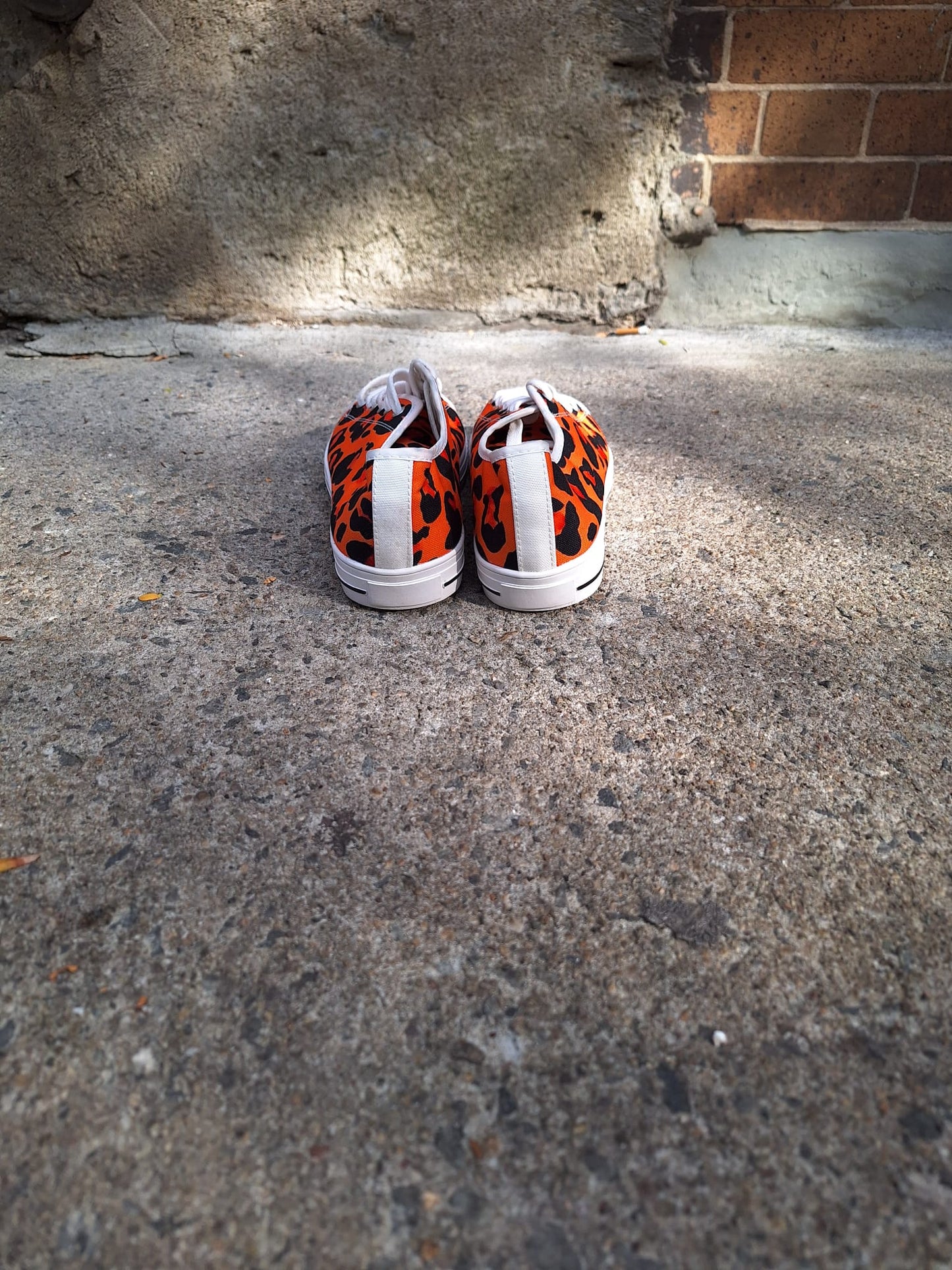 The Khool Closet: "Leopard Luxe" shoe collection Leopard print orange low top for women. 100% Vegan Suede