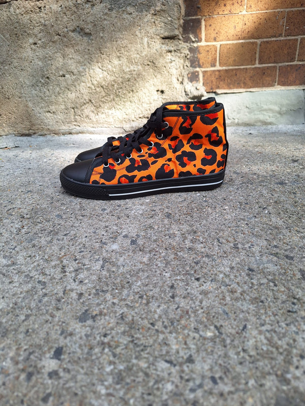 Leopard print orange and black high top for women