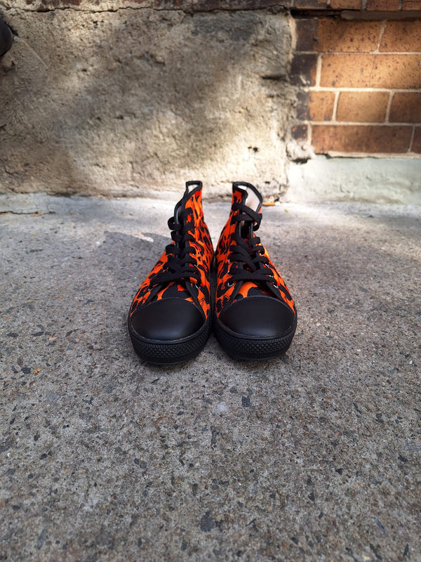 Leopard print orange and black high top for women