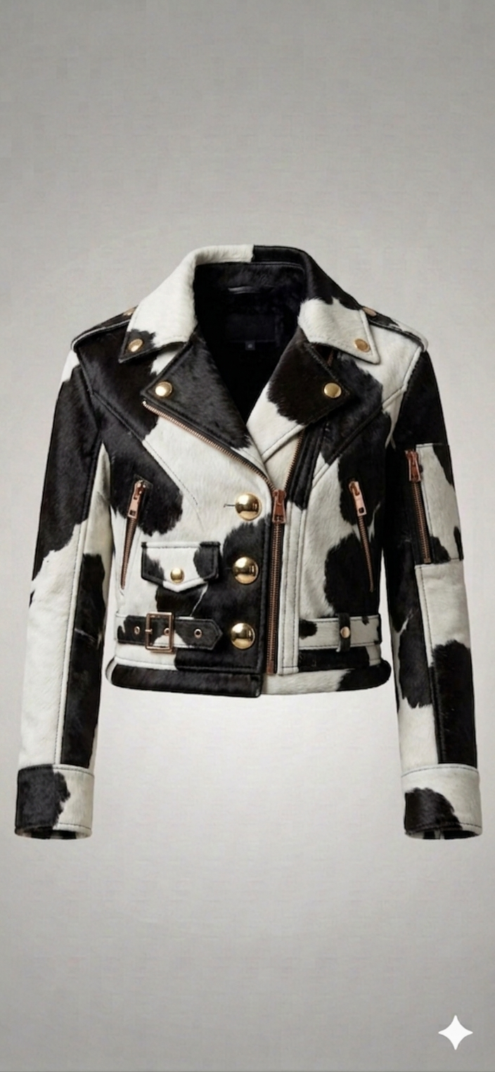 The Khool Closet: "Cowhide Moto Jacket" for women. 100% Cowhide