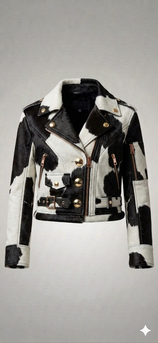 The Khool Closet: "Cowhide Moto Jacket" for women. 100% Cowhide