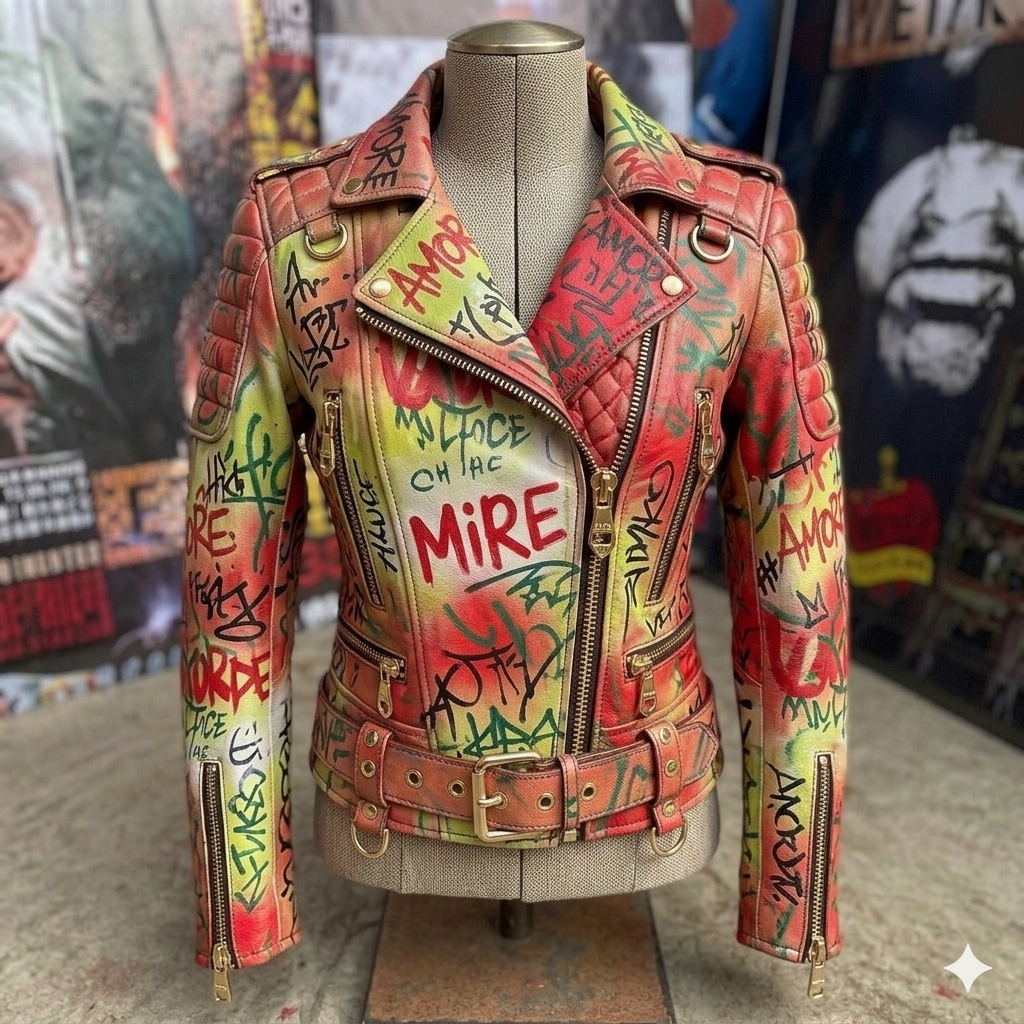 The Khool Closet "The Graffiti Masterpiece Jacket" for women.