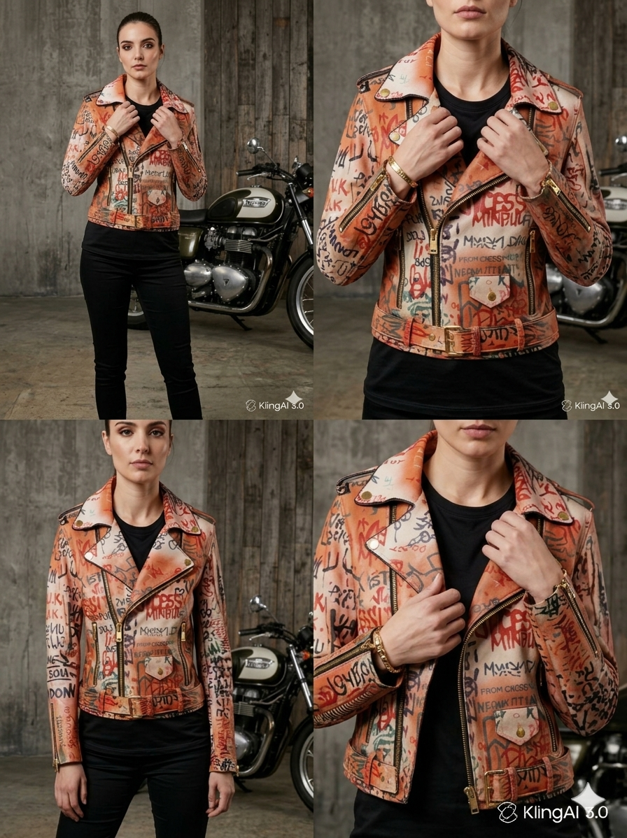 The Khool Closet: "Graffitti Moto Jacket" for women.