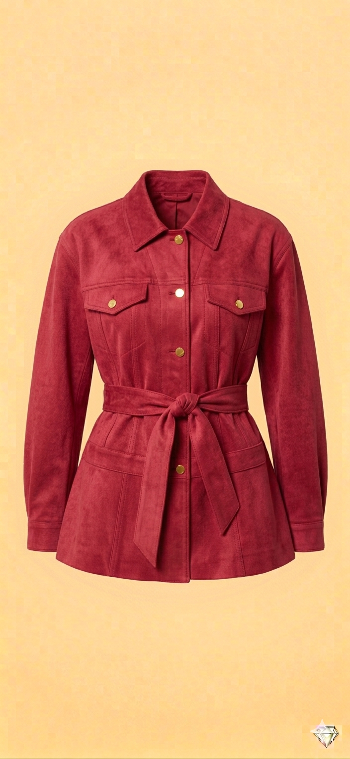 The Khool Closet: "Belted Suede Shacket" for women.
