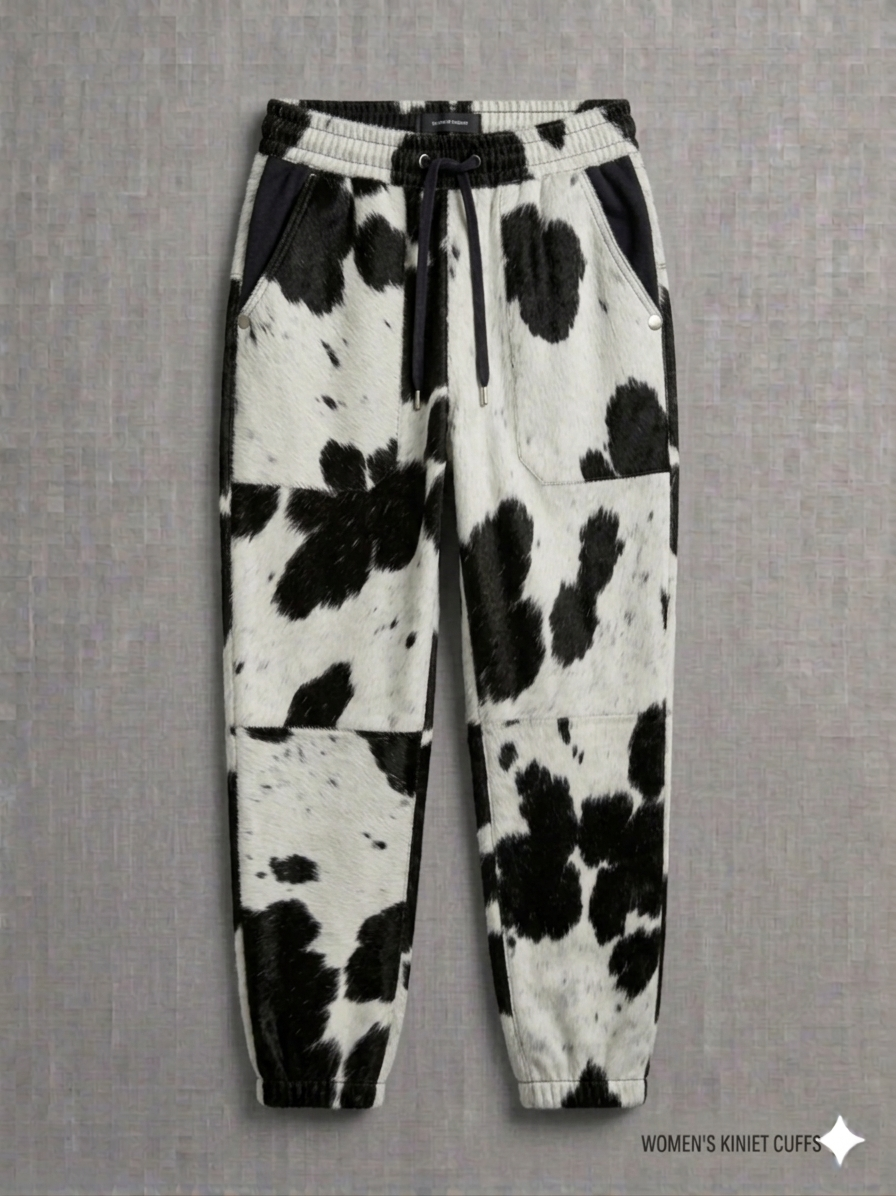 The Khool Closet: "Monochrome Moo Joggers" for women. Black+White/Heather Grey+White
