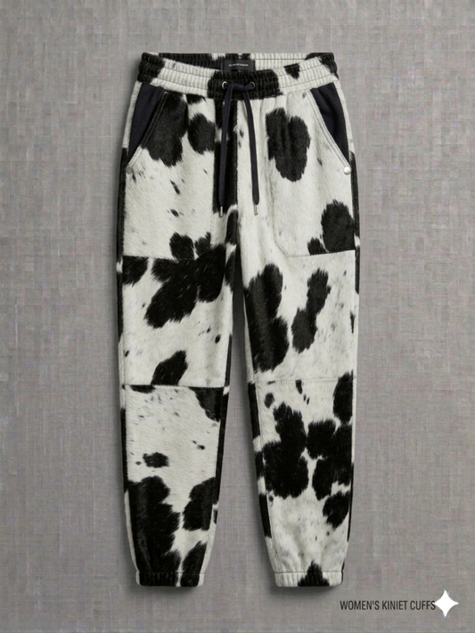 The Khool Closet: "Monochrome Moo Joggers" for women. Black+White/Heather Grey+White