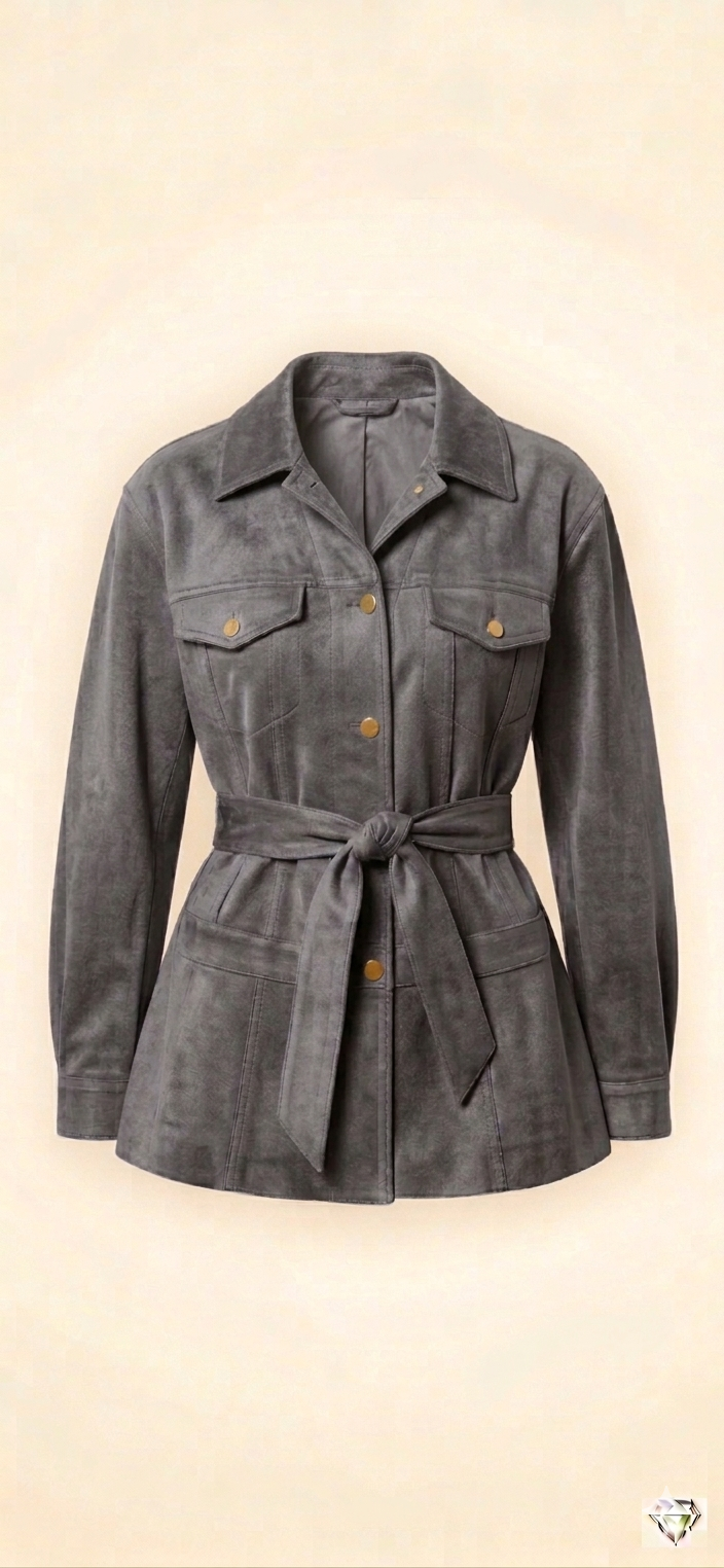 The Khool Closet: "Belted Suede Shacket" for women.