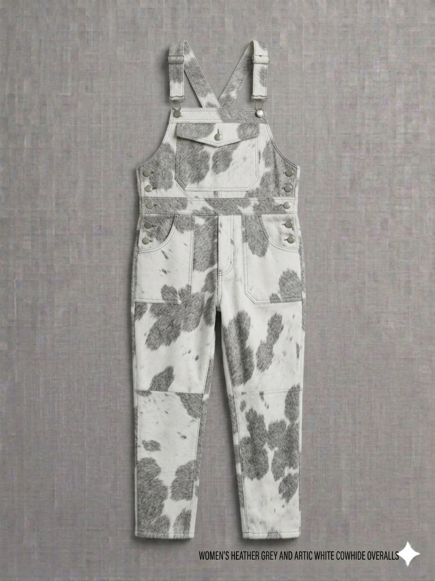 The Khool Closet: "Holy Cow Dungarees" for women. Black+White/Heather Grey+White