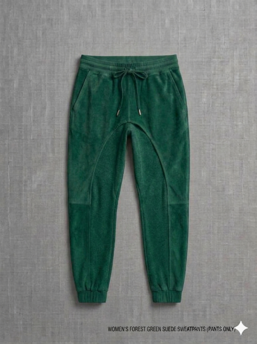 The Khool Closet: "Earthy Haze Suede Sweatpants" for women. Grey/Neon Pink/Yellow/Forest Green/Mint Green