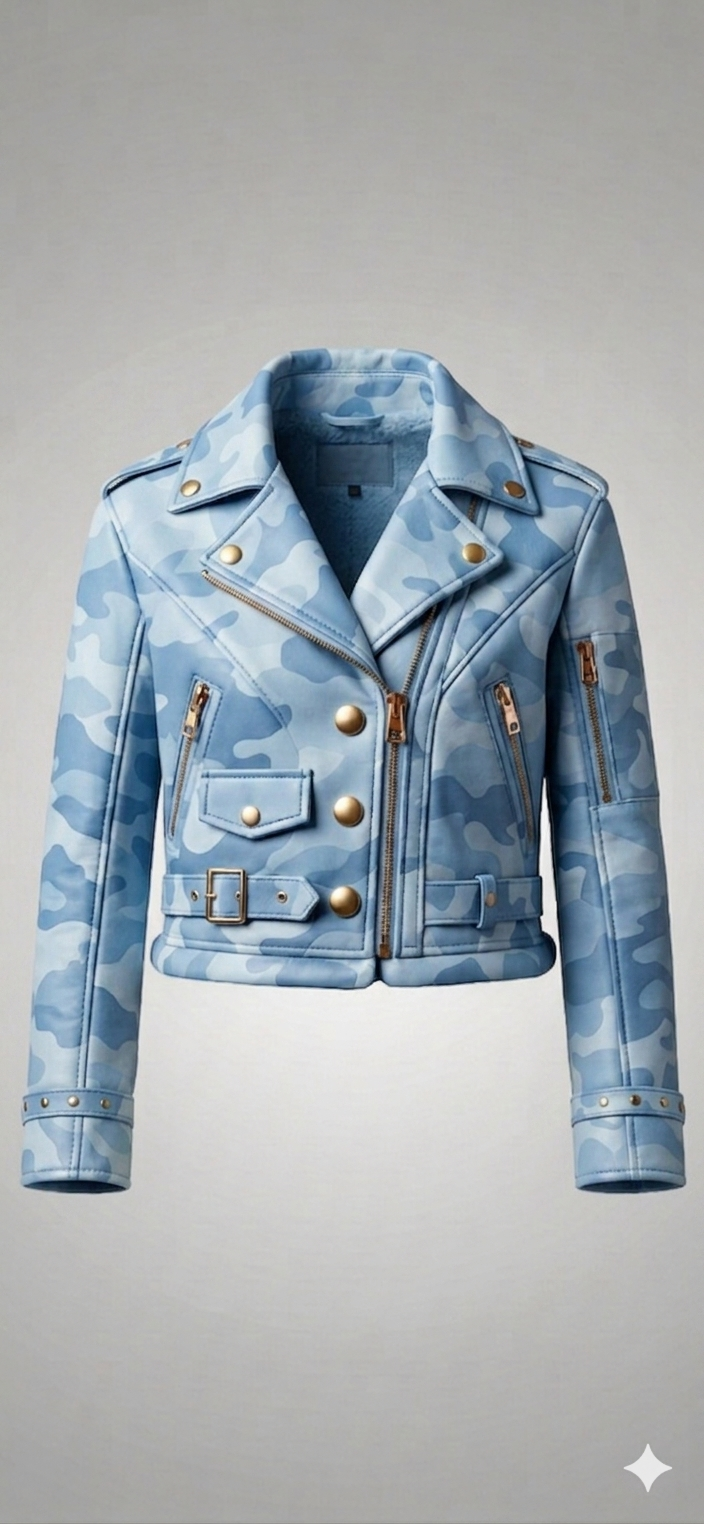 The Khool Closet: "Camo Moto Jacket" for women. 100% Leather