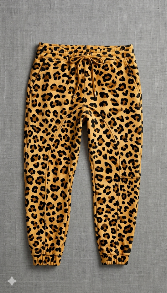 The Khool Closet: "Leopard" print suede sweatpants for women.