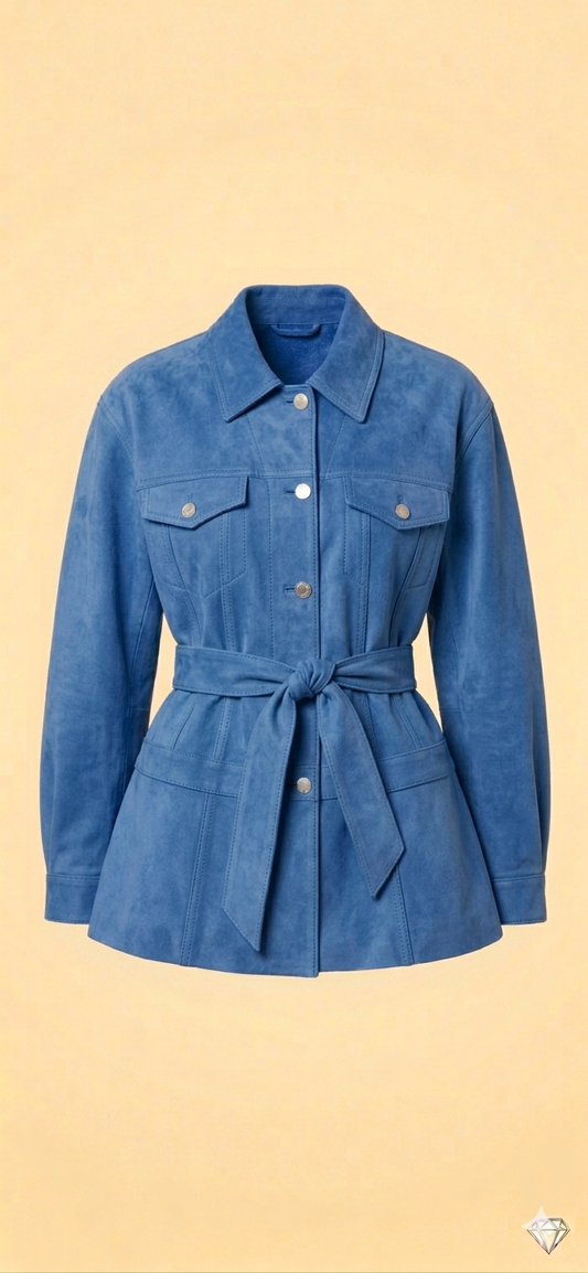 The Khool Closet: "Belted Suede Shacket" for women.