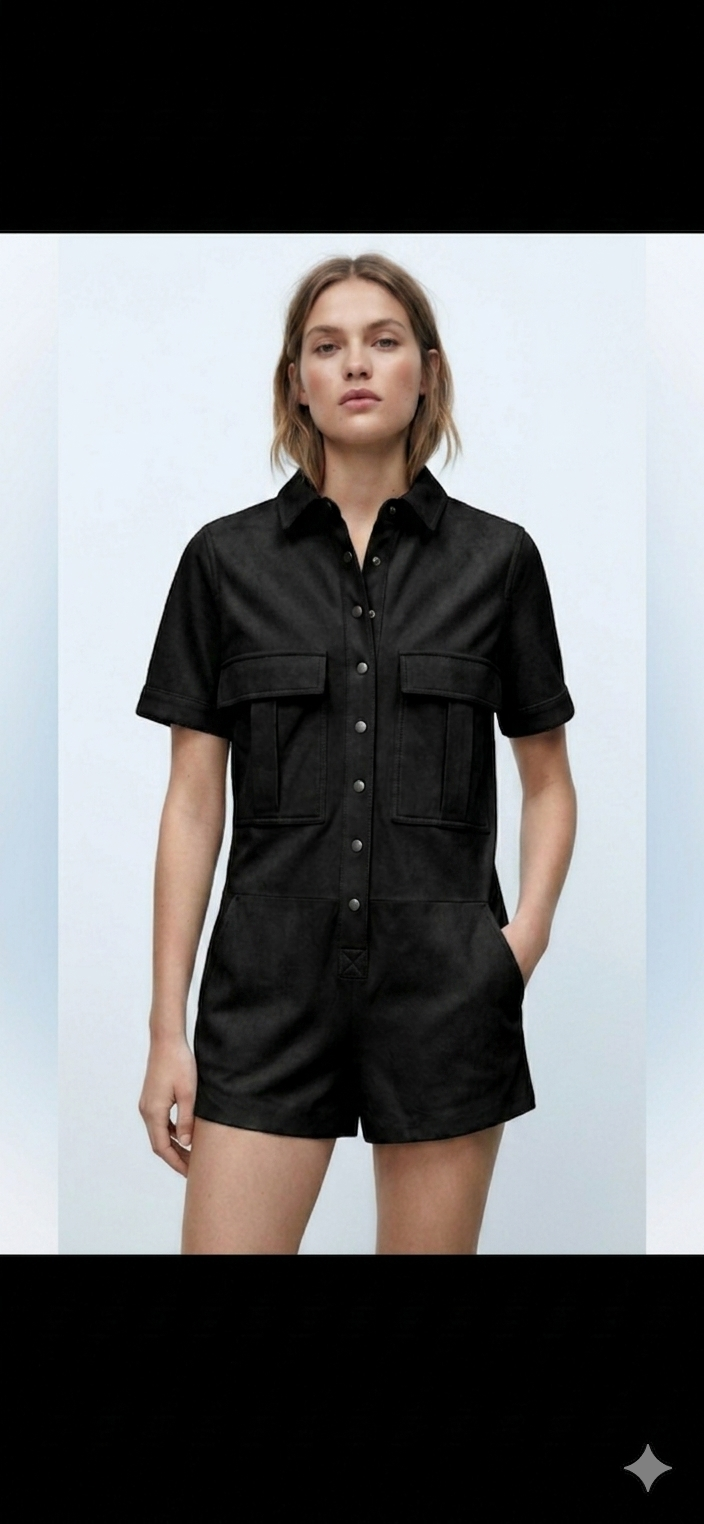 The Khool Closet: "Terracotta Snap-Front Playsuit" for women.