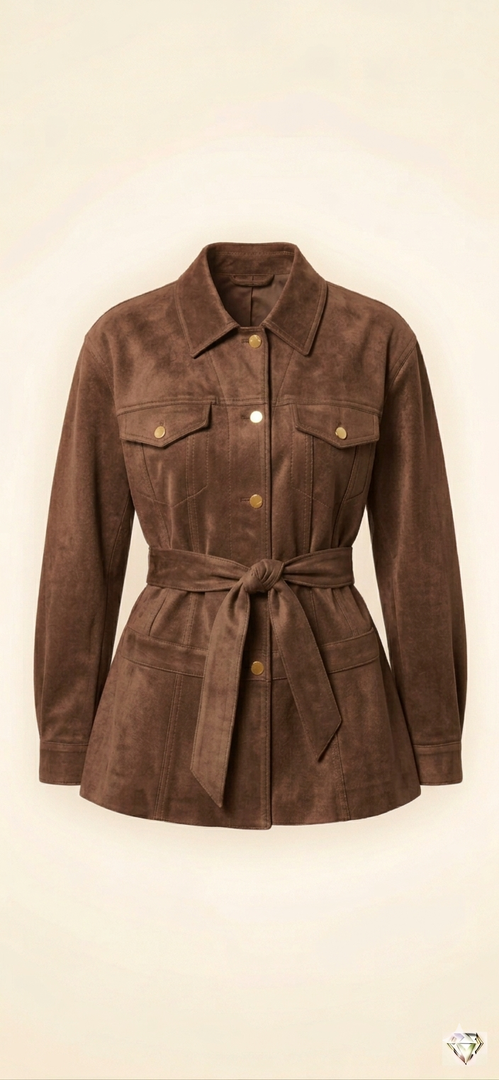 The Khool Closet: "Belted Suede Shacket" for women.