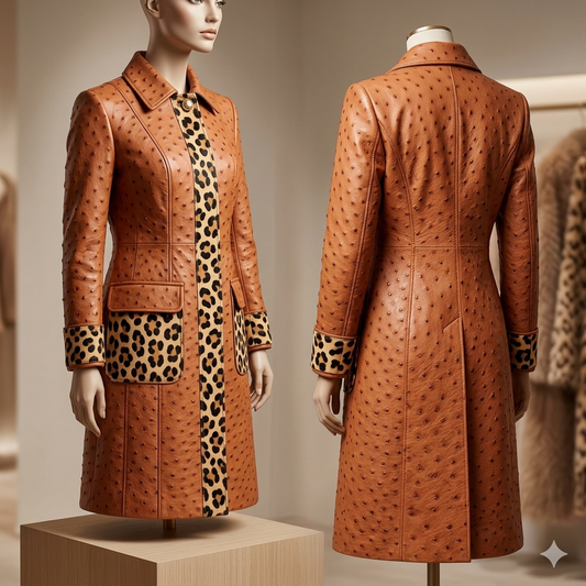 The Khool Closet: "The Savannah Longcoat" for women. Tan+Leopard