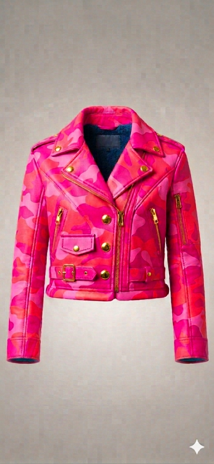 The Khool Closet: "Camo Moto Jacket" for women. 100% Leather