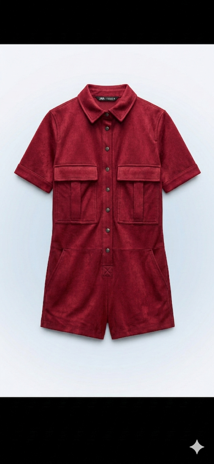 The Khool Closet: "Terracotta Snap-Front Playsuit" for women.