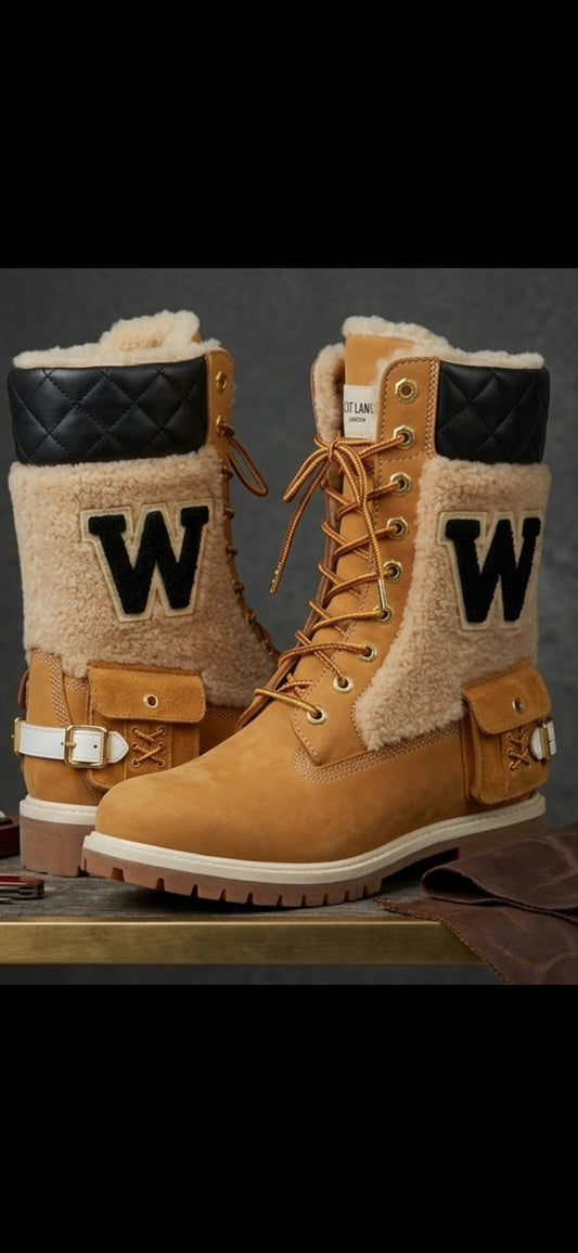 The Khool Closet "Letterman Luxe Explorer" for women. Leather/Suede/Wool