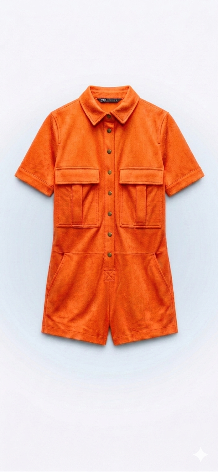 The Khool Closet: "Terracotta Snap-Front Playsuit" for women.
