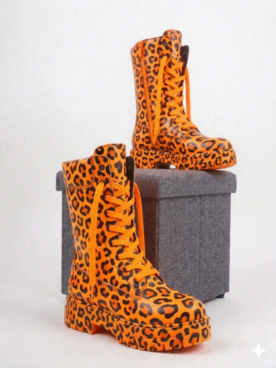 The Khool Closet "Cyber Leopard Platforms" for women.