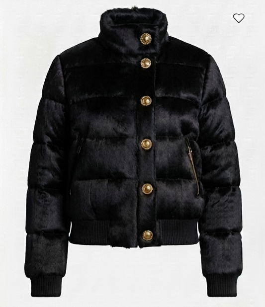 The Khool Closet "Luxe & Regal The Empress Down Jacket" for women. (Pony hair)