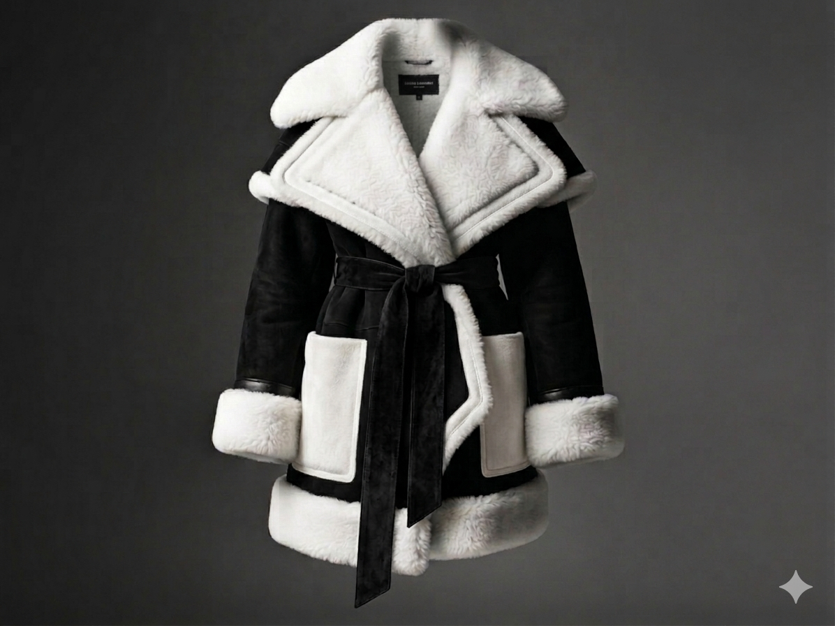 The Khool Closet: "Matrix Shearling Wrap" for women. Suede/Sherling Fur