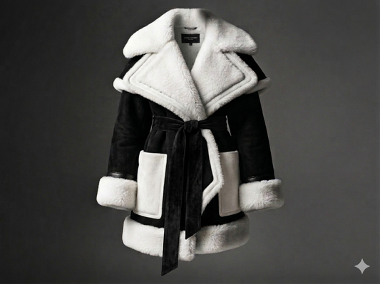 The Khool Closet: "Matrix Shearling Wrap" for women. Suede/Sherling Fur