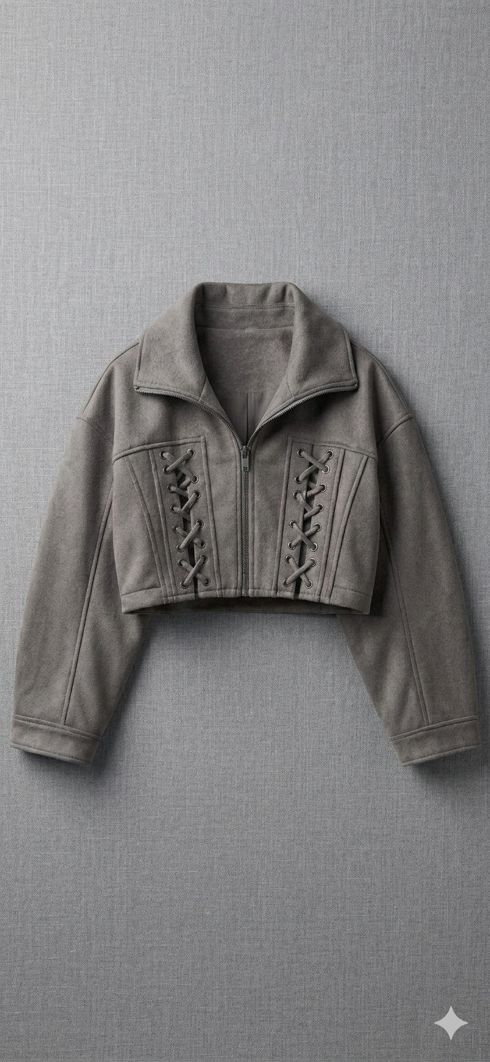 The Khool Closet: "The Lace-Up Crop" for women. 100% Lamb Suede