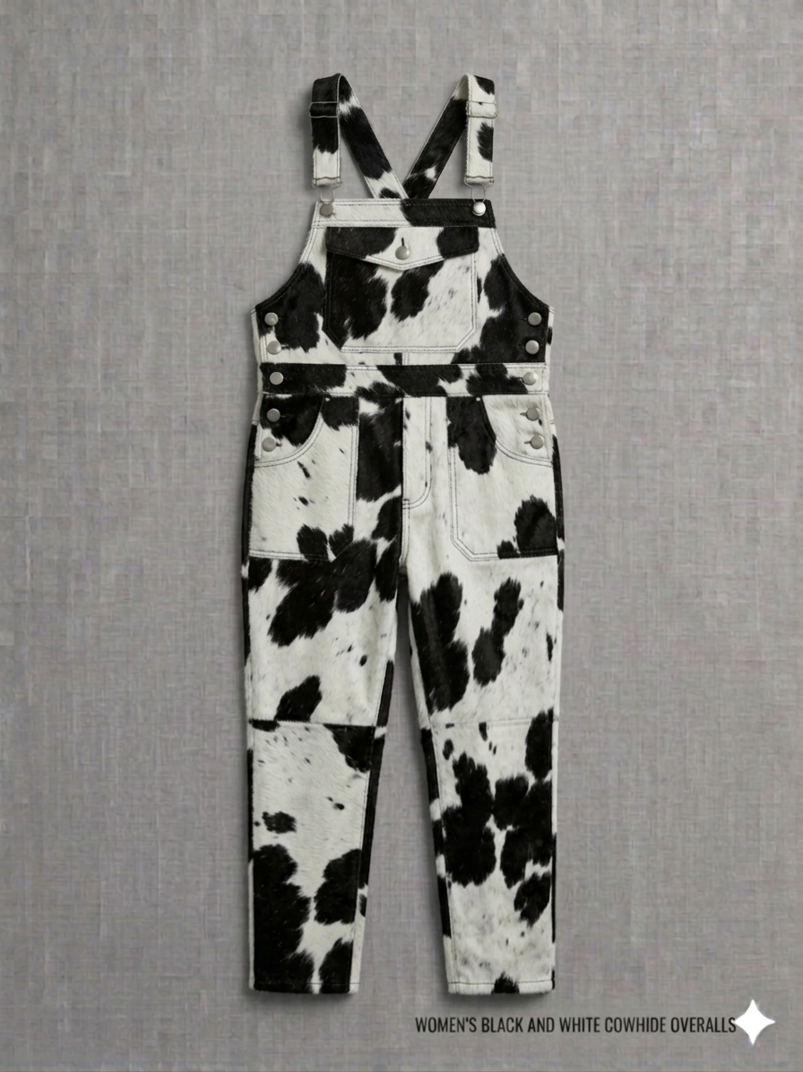 The Khool Closet: "Holy Cow Dungarees" for women. Black+White/Heather Grey+White