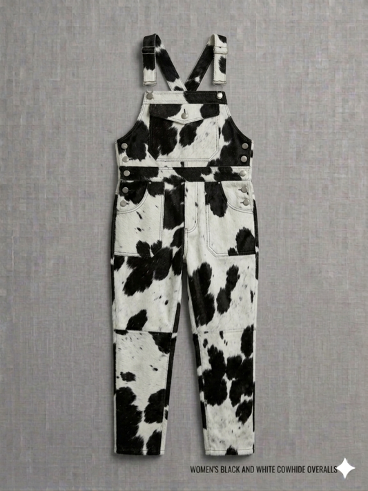 The Khool Closet: "Holy Cow Dungarees" for women. Black+White/Heather Grey+White