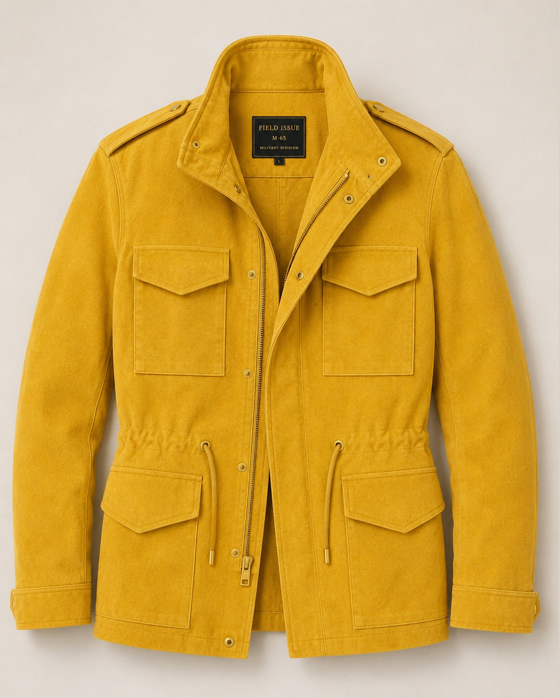 The Khool Closet: "M-65 Field Jacket" suede for women. Red/Mint/Yellow