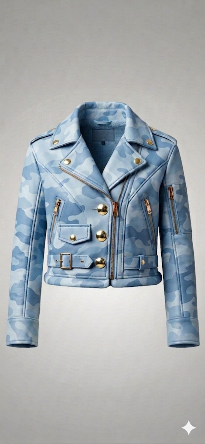 The Khool Closet: "Camo Moto Jacket" for women. 100% Leather