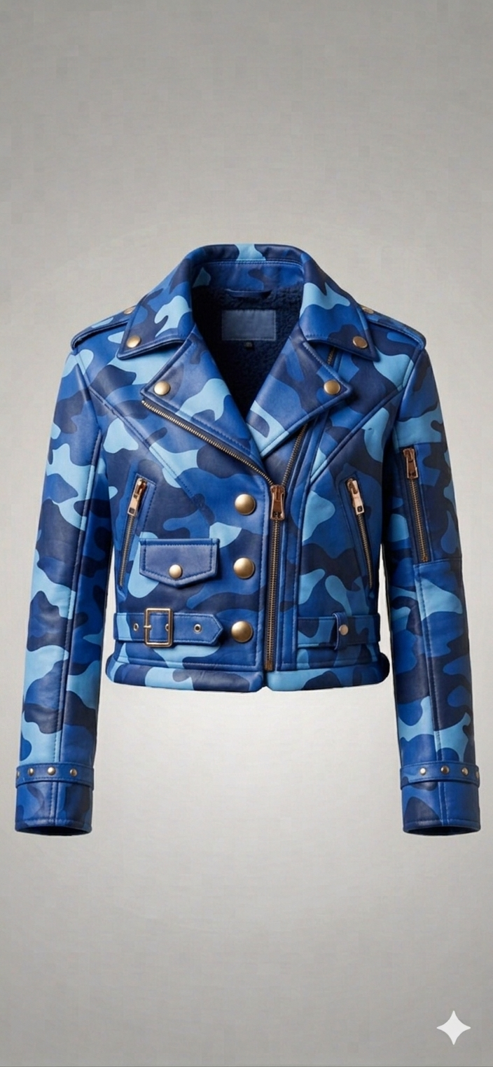 The Khool Closet: "Camo Moto Jacket" for women. 100% Leather