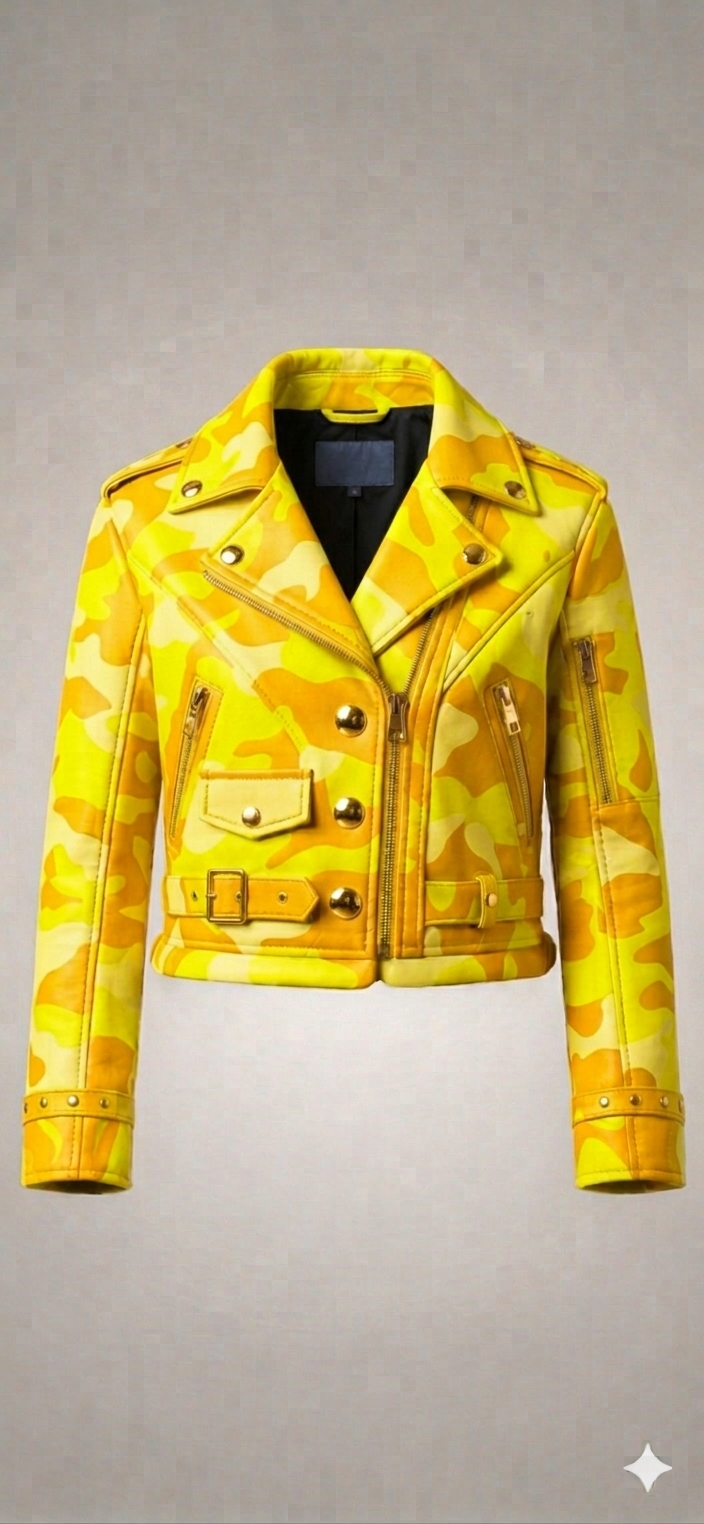 The Khool Closet: "Camo Moto Jacket" for women. 100% Leather