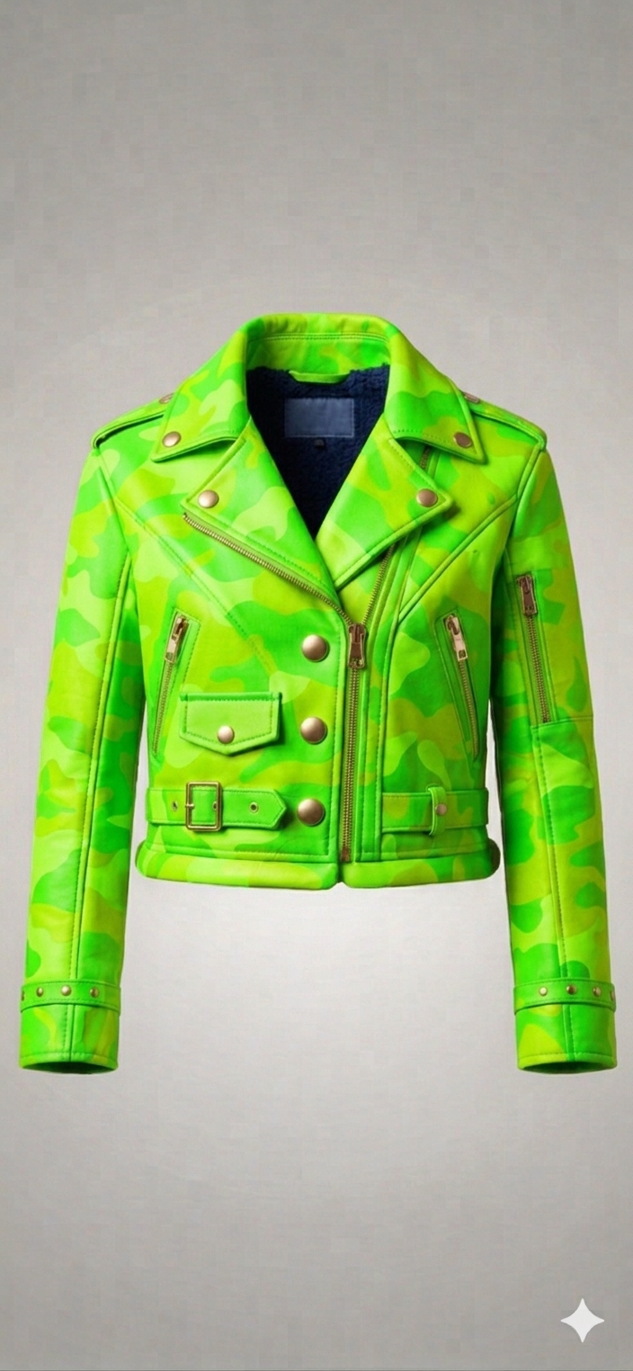 The Khool Closet: "Camo Moto Jacket" for women. 100% Leather