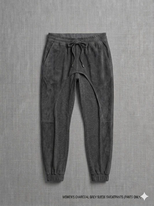 The Khool Closet: "Earthy Haze Suede Sweatpants" for women. Grey/Neon Pink/Yellow/Forest Green/Mint Green