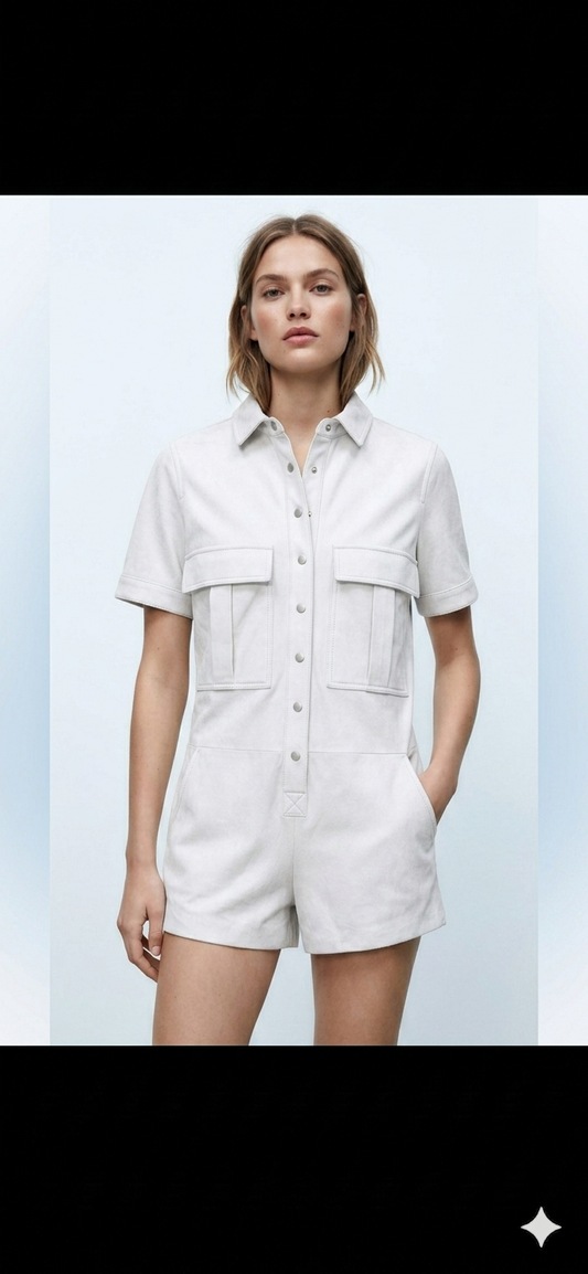 The Khool Closet: "Terracotta Snap-Front Playsuit" for women.