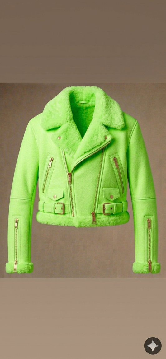 The Khool Closet: "The Sierra Flight Jacket" for women. Neon Green/Bright Yellow/Cyro/Brown/White/Red/Powder Blue/Heather Grey/Neon Pink/Yellow/Mint Green/Royal Blue/Forest Green/Tan/Lavender/Neon Green Leopard/Bright Orange Leopard/Leopard/Lavender